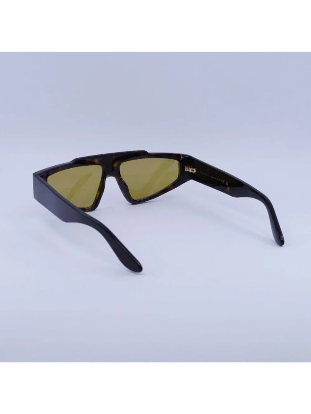 Gucci GG1591S 002 Sunglasses Havana Browline Frame, Yellow Lenses